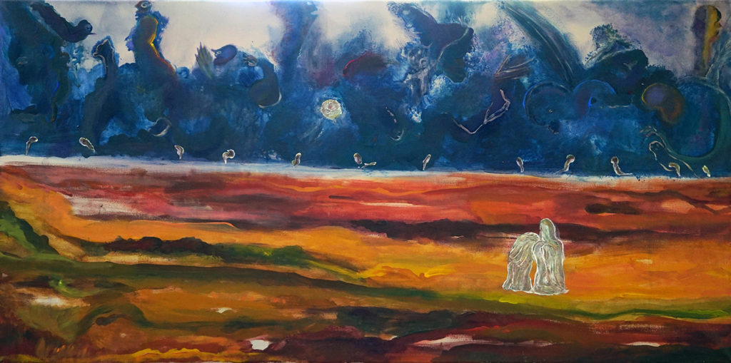 Le Voile, 2019, acrylique et huile sur toile, 50 x 100 cm