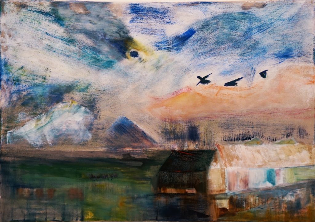 La Ferme aux oiseaux, 2023 Acrylique et huile sur toile, 50x70cm