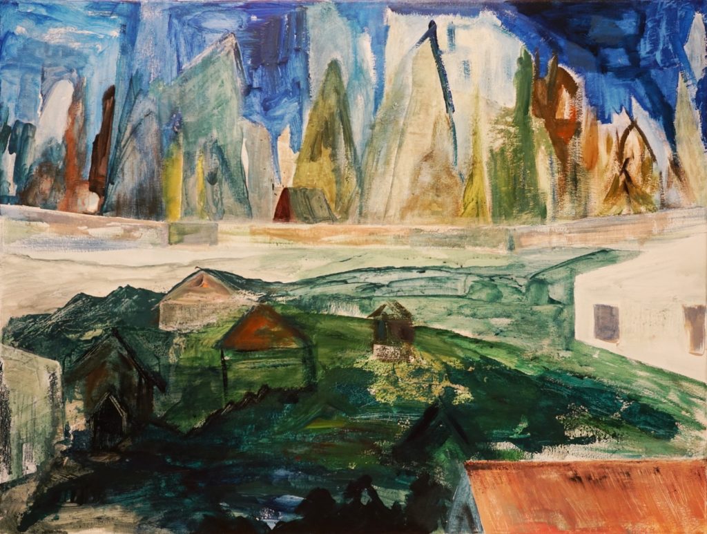 Un Village emmuré, 2023 Acrylique sur toile, 60x80cm